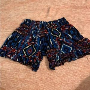 Tribal blue/black/red/white elastic shorts